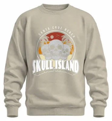 Obrázok produktu pre Skull Skull Island Santa Cruz Beach Palm Trees Retro Vintage Uni mikina, príroda, XXL