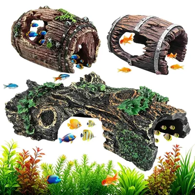 3er-Set Aquarium-Höhlen aus Harz, Deko für kleine Fische & Garnelen