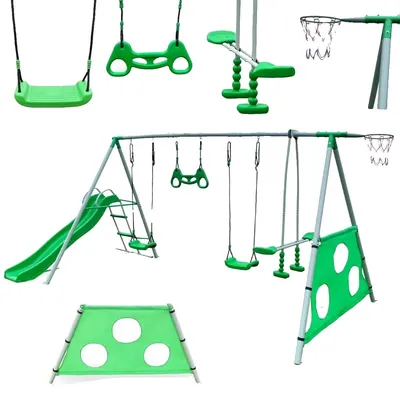 Produktbild von Spielplatz im Freien, Rutsche, Basketballkorb, grün