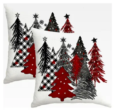 Produktbild von Weihnachtskissenbezüge 40x40 cm Set von 2 Dekorative Wurfkissen für Winter und Weihnachten