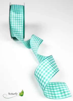 Produktbild von Karoband 25mm, 10 Meter, Farbe:aqua / hell türkis 314