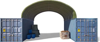 Produktbild von TOOLPORT Container Überdachung Contop 6x6m PVC Plane 2300N dunkelgrün Lagerhalle Schüttgut Unterstand Zelthalle