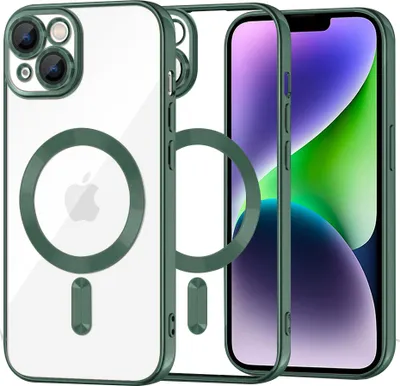 Produktbild von Techsuit Luxury Crystal Back Cover Hülle mit MagSafe für Apple iPhone 14 Plus - Dunkelgrün
