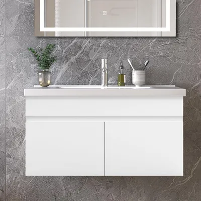 Produktbild von 80cm Keramik Waschtisch mit Unterschrank Badmöbel Set mit Türs Soft-close - Weiß Matt