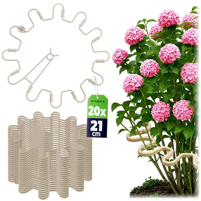 Immagine prodotto di KADAX Supporti per piante perenni rotondi Ø 21 cm, set da 20 pezzi, supporti per piante in plastica, tutori per piante, tutori per piante perenni come ortensie e peonie, supporti per ortensie, anelli per piante (beige, 20 pezzi)
