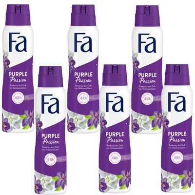 Zdjęcie produktu dla Fa Dezodorant Purple Passion ochrona przed nieprzyjemnym zapachem ciała 150ml opakowanie 6 sztuk