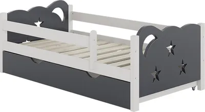 Produktbild von Vitalispa Kinderbett Jessica, 70x140 cm mit Schublade, ohne Matratze, Grau/Weiß