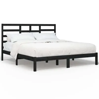 Produktbild von vidaXL Massivholzbett Schwarz 200x200 cm