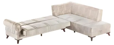 Produktbild von Design Ecksofa L-form Bettfunktion Couch Textil Sofa Bettkasten Weiche Polster