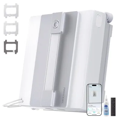 Image de Robot nettoyeur de fenêtres PROSCENIC W10 Pro, 9000 Pa, réservoir d'eau de 110 ml, système de pulvérisation à 4 buses, 5 modes de nettoyage, contrôle via application et télécommande, système de protection à 9 niveaux