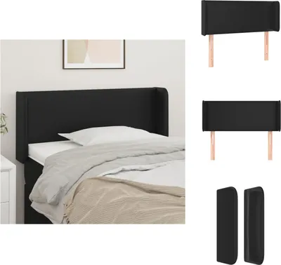 Produktbild von vidaXL Kopfteil mit Ohren Schwarz 93x16x78/88 cm Kunstleder -  Kopf- & Fußenden