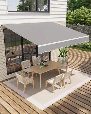 Immagine prodotto di Tenda da sole per terrazza manuale - Tenda da balcone estendibile - Struttura in alluminio - Impermeabile, protezione UV, poliestere - 3,5 x 2,4 m - Grigia