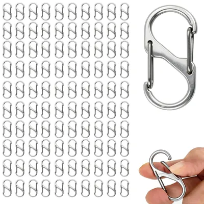 Productafbeelding van Set van 100 Mini Carabiners S-vormig voor Sleutels en Handtassen