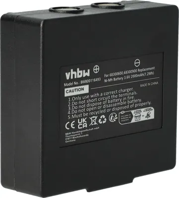 Produktbild von vhbw Akku Ersatz für Hetronic 900, 68300900, 68300600, HE900 für Industrie-Funkfernsteuerung Fernbedienung (2000 mAh, 3,6 V, NiMH) - Schwarz