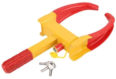 Immagine prodotto di Radkralle - Blocco per pneumatici - Adatto per pneumatici con larghezza da 19 a 30 cm - Include 3 chiavi - Antifurto - Colore: giallo