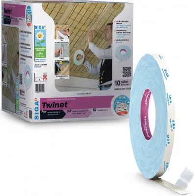Produktbild von Siga Twinet 20 mm x 50 m 1 Karton = 500 m - doppelseitiges Klebeband