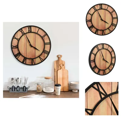 Produktbild von vidaXL Wanduhr 39 cm Braun und Schwarz MDF und Eisen - Wanduhren