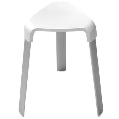 Produktbild von Ayomi Duschhocker, Badhocker, hochwertiger Kunststoff, stabile Aluminium-Rohre, weiß/silber, Höhe 45,5 cm, Breite 40 cm, Tiefe 40 cm, Sitzfläche 26x26 cm, ergonomisch, kantenlos, rutschfeste Gummi-Füße, 120 kg Belastbarkeit, 1 kg leicht