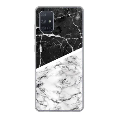 Produktbild von MuchoWow® Handyhülle Schutzhülle Hülle für Samsung Galaxy A71 Marmor - Schwarz - Weiß Silikon Softcase Handy Hülle - Kartenbesitzer