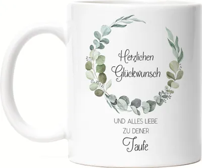 Produktbild von Herzlichen Glückwunsch Alles Liebe zur Taufe Tasse Weiß Geschenk Patenkind Patenonkel Patentante Kirche