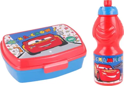 Produktbild von Disney Cars Lightning MCQueen 2 teiliges Set Brotdose - Trinkflasche