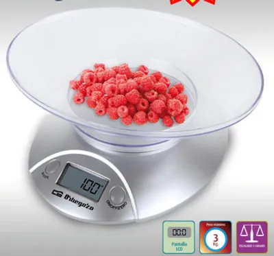 Produktbild von Orbegozo PC 1009, Elektronische Küchenwaage, 3 kg, 1 g, Grau, Tasten, LCD