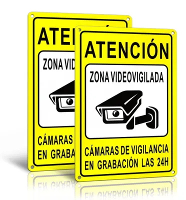 Immagine prodotto di Cartello di videosorveglianza con parti riflettenti, 30 x 20 cm