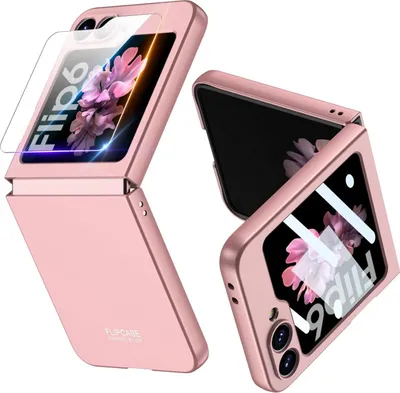 Produktbild von Hundyhülle für Samsung Galaxy Z Flip 6 / Z Flip 7 FE Schlank Hart PC Matt Schutzhülle mit Displayschutz Pink