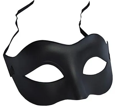 Venezianische Maske, Schwarz Matt, 19x8 cm, Kunststoff