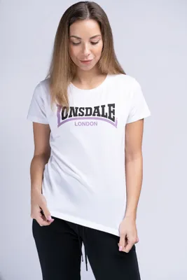 Produktbild von Frauen T-Shirt ACHNAVAST White/Black/Lilac XS Lonsdale