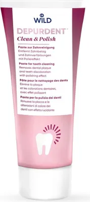 Produktbild von DEPURDENT Clean & Polish Paste zur Zahnreinigung, entfernt Zahnbelag und Zahnverfärbungen mit Poliereffekt, Tube 75ml