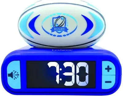 Immagine prodotto di Sveglia digitale con luce notturna, design 3D con pallone da rugby, effetti sonori, schermo LCD, funzione snooze