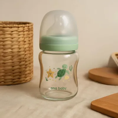 Imagen del producto de Botellas para bebés de vidrio de borosilicato, de 120 ml, juego de 2 unidades, con tetina anticolérica para la alimentación