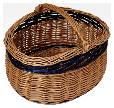 Produktbild von Einkaufskorb aus Vollweide Natur/Blau 50 x 40 x 27 cm