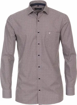 Produktbild von CASAMODA Herren Businesshemd Langarm Kent Comfort-Fit Rot Druck 40