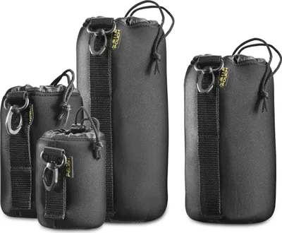 Produktbild von Walimex pro Objektivbeutel-Set NEO11 Modell 300 4er Set aus Größe S-XL Neopren Objektivtaschen, Schutzbeutel für Kameraobjektiv
