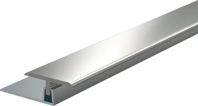 Produktbild von Kügele Übergangsprofil mit 2-teiligem Klemmsystem aus Aluminium, passend zu Parkett- und Designböden, für 7-13mm Bodenstärke, Edelstahl-Effekt