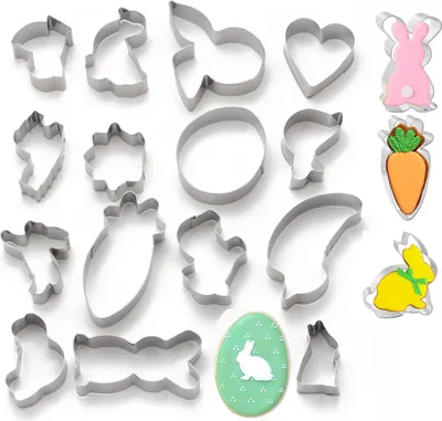 Produktbild von 16er Set Ausstechformen Ostern - Ausstecher Kekseausstecher Plätzchen, (Packung, 16-St., 16x Ausstechformen), Spühlmaschinfest