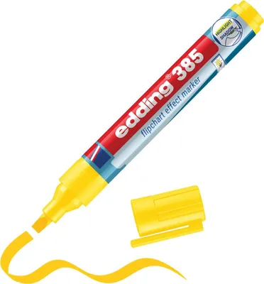 Obrázek produktu pro Edding 385 Flipchart, 1 kusů, Žlutá, Štětičkový hrot, Plast, Kulatý, 1 mm