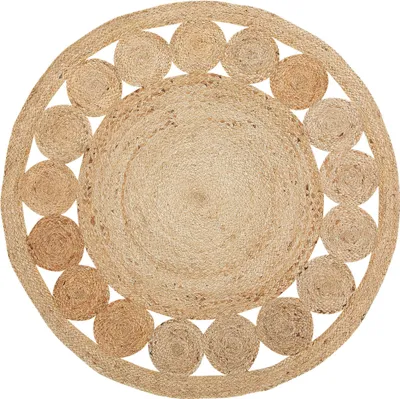 Zdjęcie produktu dla BELIANI Dywan beżowy jutowy okrągły ø 120 cm styl boho rustykalny do salonu