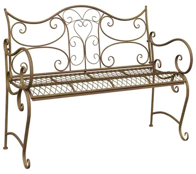 Obrázek produktu pro vidaXL Zahradní lavička pro 2 osoby, 114 x 56,5 x 90 cm, ocel, antická hnědá