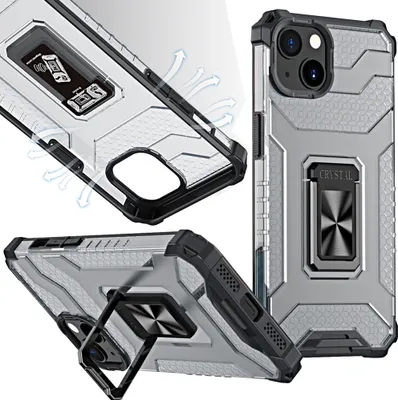 Zdjęcie produktu dla Crystal Ring Case Pancerne Hybrydowe Etui Pokrowiec + Magnetyczny Uchwyt Iphone 13 Mini Czarny