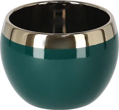 Produktbild von KOTARBAU® Keramik-Blumentopf Übertopf ⌀ 100 mm Grün-Gold Rund