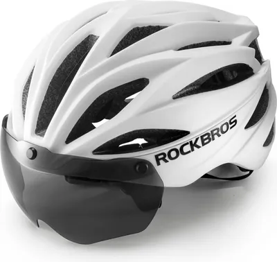 Produktbild von ROCKBROS Fahrradhelm mit abnehmbare Visier Integrierter Helm 58-62cm, weiß matt