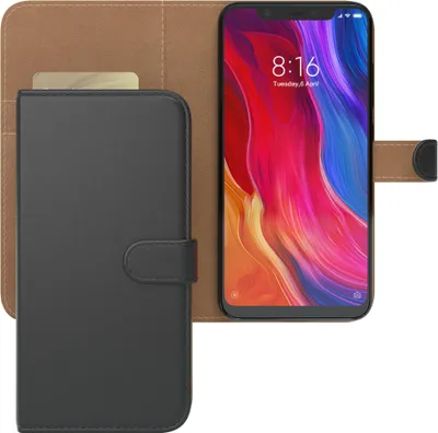 Zdjęcie produktu dla EAZY CASE Etui biznesowe do składanego telefonu Xiaomi Mi 8, wysokiej jakości etui ze skóry syntetycznej z miejscem na kartę