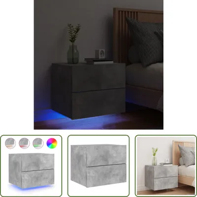 Zdjęcie produktu dla The Living Store Stolik nocny ścienny z oświetleniem LED betonowy szary