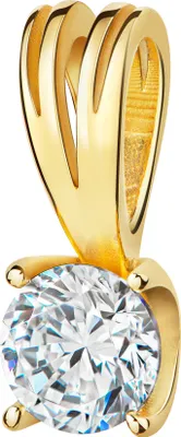Produktbild von Zirkonia Anhänger 925 Sterling-Silber vergoldet mit Zirkonia-Stein in hochwertiger vergoldeter Fassung