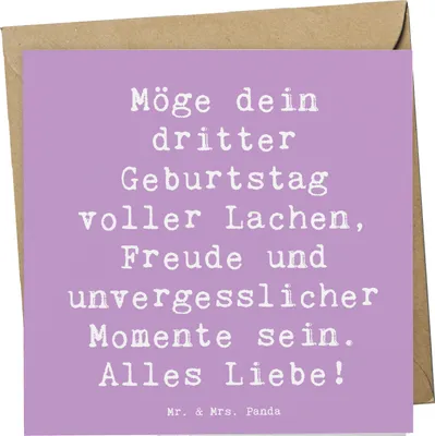 Produktbild von Mr. & Mrs. Panda Klappkarte Spruch 3. Geburtstag Glück - Lavendeltraum - Geschenk, doppelkarte, faltkarte, Grußkarte, Feier Dekoration, Happy Birthday, Glückwunschkarte