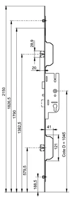 Image de Serrure à larder FERCOMATIC 40/70 MR/R têtière 16mm - FERCO - 6-33174-01-0-1