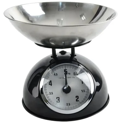 Image de Balance de cuisine - Balance mécanique avec bol - Capacité de 5 kg - Acier - Argentée - Fonctionne sans piles